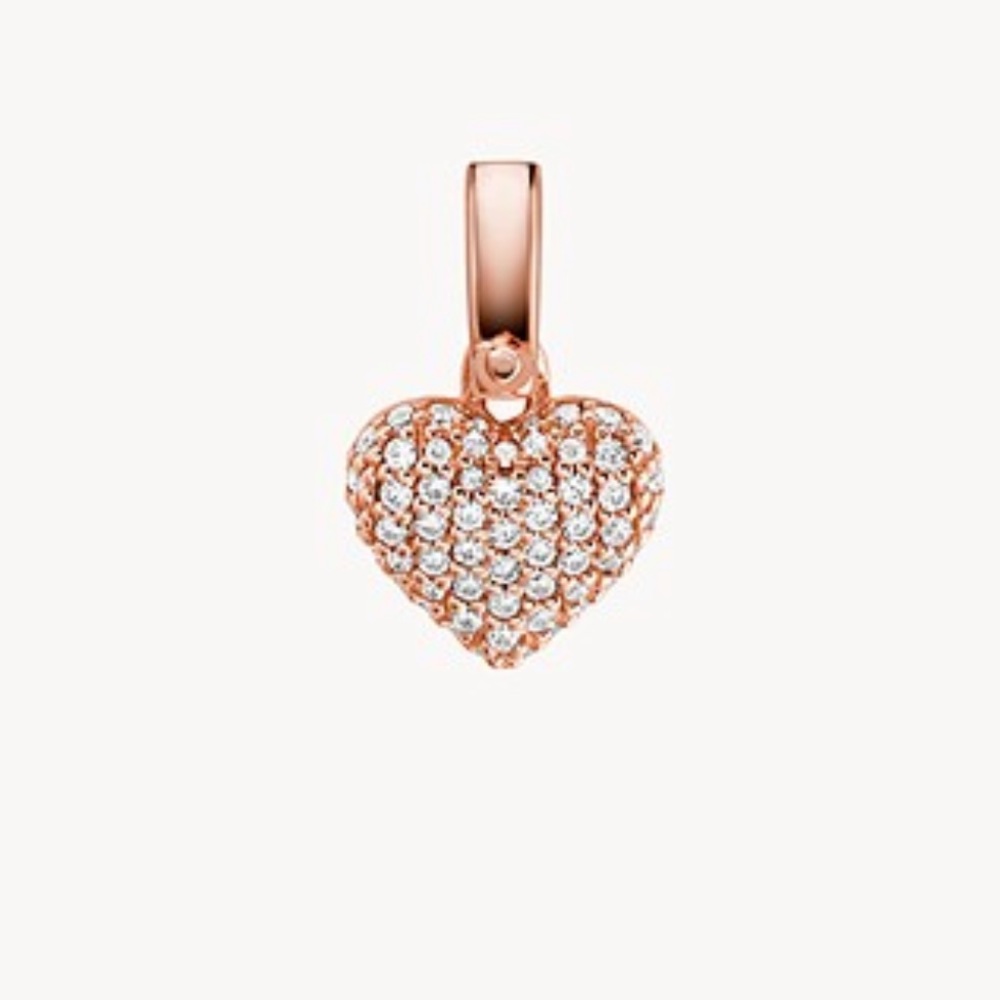 Michael Kors Women's 14k Rose Gold-plated Sterling Silver Pave Heart Charm